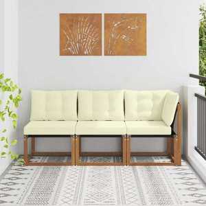 vidaXL Canapea de exterior din mijloc și colț 3 Bucată natural imagine