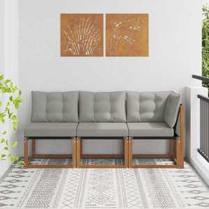 vidaXL Canapea de exterior din mijloc și colț 3 Bucată natural imagine