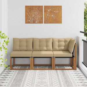 vidaXL Canapea de exterior din mijloc și colț 3 Bucată natural imagine