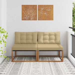 vidaXL 2 Bucată Canapea Medie pentru Exterior Lemn Solid de Acacia imagine