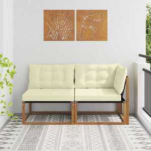 vidaXL Canapea mijlocie și colț 2 Bucată natural Lemn Solid de Acacia imagine