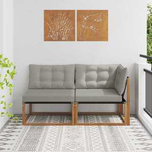 vidaXL Canapea de exterior din mijloc și colț 2 Bucată natural imagine