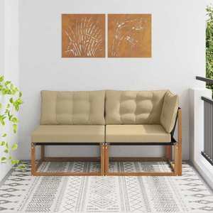 vidaXL Canapea de exterior din mijloc și colț 7 Bucată natural imagine