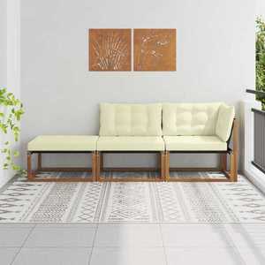 vidaXL Unități de sofa sectional de exterior cu pernă 3 Bucată natural imagine