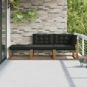 vidaXL Unități de sofa sectional de exterior cu pernă 3 Bucată natural imagine
