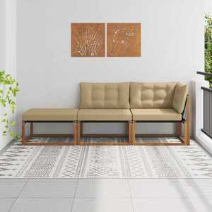 vidaXL Unități de sofa sectional de exterior cu pernă 3 Bucată natural imagine