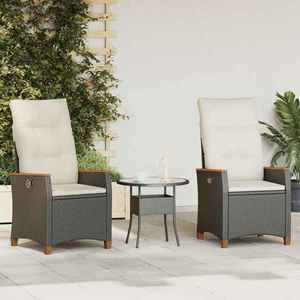 vidaXL Scaun de grădină rabatabil Negru și Crem 64 x 57, 5 x 112 cm imagine