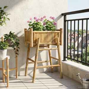 vidaXL Ghiveci pentru Grădină cu Suport natural 50 x 38 x 74 cm Bambus imagine