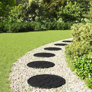 vidaXL Piatra de pași 6 pcs Negru Ø 44 x 2 cm Cauciuc imagine