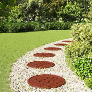 vidaXL Piatra de pași 6 pcs Roșu Ø 44 x 2 cm Cauciuc imagine