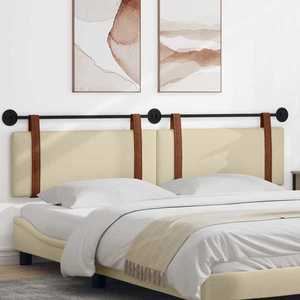 vidaXL Cap de pat suspendat Pe perete Crem 210 x 55 x 5 cm PU antic imagine