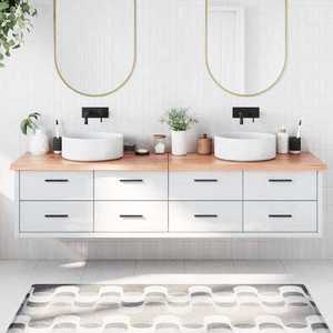 vidaXL Blat de baie, maro deschis, 200x50x(2-4) cm, lemn masiv tratat imagine