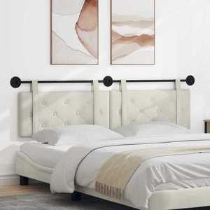 vidaXL Cap de pat suspendat Pe perete Crem 190 x 55 x 5 cm Catifea imagine