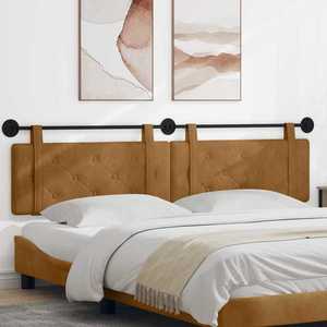vidaXL Cap de pat suspendat Pe perete Maro 210 x 55 x 5 cm Catifea imagine