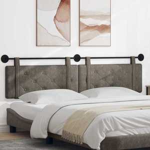 vidaXL Cap de pat suspendat Pe perete Gri 210 x 55 x 5 cm PU antic imagine