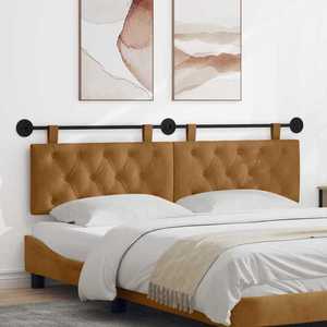 vidaXL Cap de pat suspendat Pe perete Maro 170 x 55 x 7 cm Catifea imagine