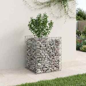 vidaXL Pat ridicat din gabion Argintiu 50 x 50 x 60 cm Oțel Galvanizat imagine