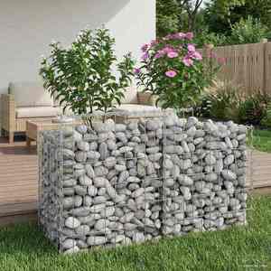 vidaXL Pat ridicat din gabion Argintiu 100 x 50 x 60 cm imagine