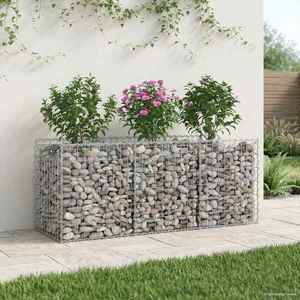 vidaXL Pat ridicat din gabion Argintiu 150 x 50 x 60 cm imagine