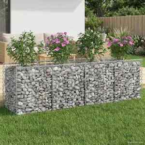 vidaXL Pat ridicat din gabion Argintiu 200 x 50 x 60 cm imagine