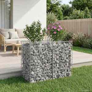 vidaXL Pat ridicat din gabion Argintiu 100 x 50 x 80 cm imagine