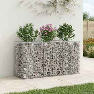 vidaXL Pat ridicat din gabion Argintiu 150 x 50 x 80 cm imagine