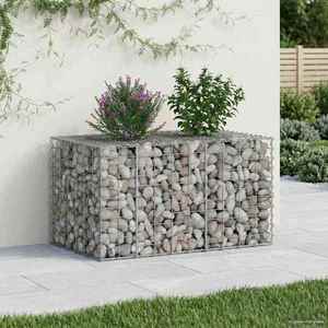 vidaXL Pat ridicat din gabion Argintiu 100 x 60 x 55 cm imagine