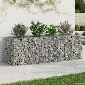 vidaXL Pat ridicat din gabion Argintiu 180 x 60 x 55 cm imagine