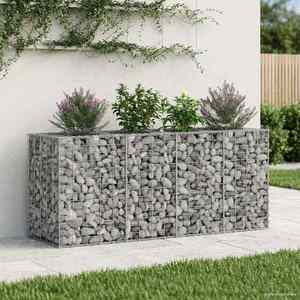 vidaXL Pat ridicat din gabion Argintiu 170 x 50 x 80 cm imagine