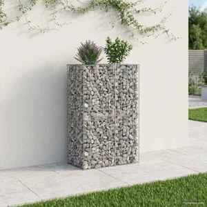 vidaXL Pat ridicat din gabion Argintiu 90 x 50 x 150 cm imagine