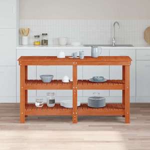 vidaXL Banc de lucru Maro Ceară 143 x 50 x 80 cm Lemn masiv de pin imagine