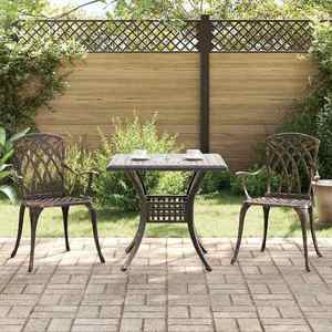 vidaXL Set masă de grădină 3 pcs Bronz Aluminiu turnat imagine