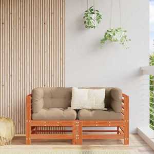 vidaXL Sofa de colț pentru grădină Lemn masiv de pin Maro Ceară imagine