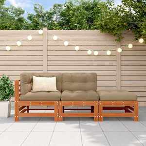 vidaXL Unități de canapea sectională 3 Bucată Maro Ceară imagine