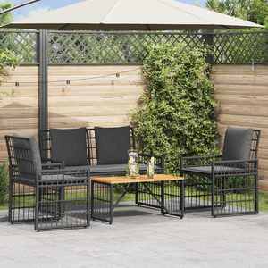 vidaXL Set de Mobilier pentru Exterior 4 pcs Negru și Gri închis imagine