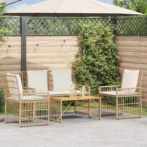 vidaXL Set de Mobilier pentru Exterior 4 pcs Alb Natural și Crem imagine