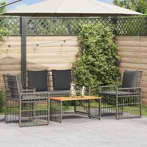 vidaXL Set de Mobilier pentru Exterior 4 pcs Negru și Gri închis imagine