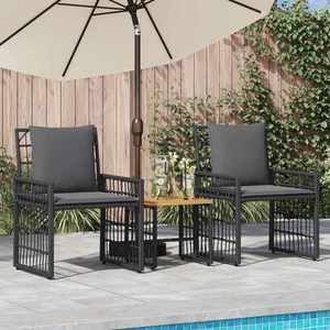 vidaXL Set de Mobilier pentru Exterior 3 pcs Negru și Gri închis imagine