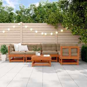 vidaXL Set de lounge pentru grădină 6 pcs Maro Ceară Lemn masiv de pin imagine