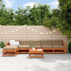 vidaXL Set de lounge pentru grădină 7 pcs Maro Ceară Lemn masiv de pin imagine