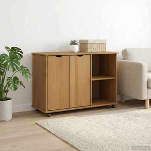 vidaXL Cabinet mobil Maro miere 100 x 39 x 65, 5 cm Lemn de pin masiv imagine