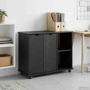 vidaXL Cabinet mobil cu roata Gri 100 x 39 x 65, 5 cm Lemn de pin masiv imagine