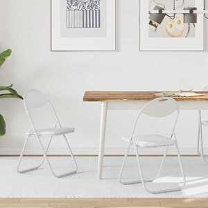 vidaXL Scaun pliant 2 pcs Alb 48 x 43, 5 x 81 cm Piele artificială imagine