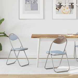 vidaXL Scaun pliant 2 pcs Gri 48 x 43, 5 x 81 cm Piele artificială imagine