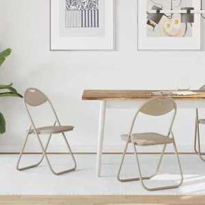 vidaXL Scaun pliant 2 pcs Nisipiu 48 x 43, 5 x 81 cm Piele artificială imagine