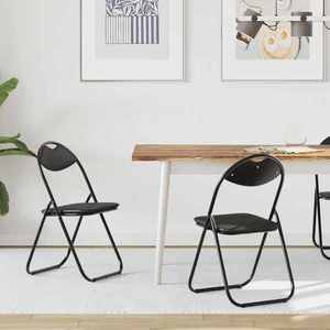 vidaXL Scaun pliant 2 pcs Negru 48 x 43, 5 x 81 cm Piele artificială imagine