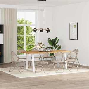 vidaXL Scaun pliant 8 pcs Nisipiu 48 x 43, 5 x 81 cm Piele artificială imagine