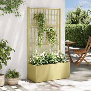 vidaXL Ghiveci de grădină cu trellis Verde 80 x 36 x 140 cm PP imagine