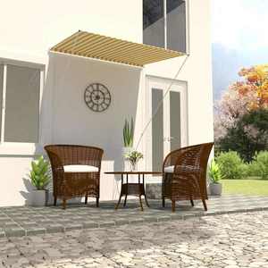 vidaXL Copertină retractabilă, galben și alb, 150 x 150 cm imagine