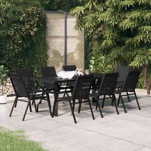 vidaXL Set mobilier de grădină, 9 piese, negru imagine